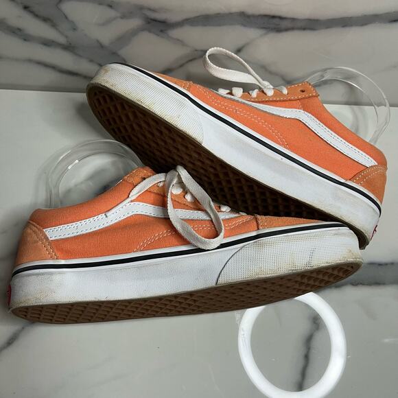 Vans Orange Low Top Suede Leather Skateboard Sneakers Men Sz 5.5 Women Sz 7 - Picture 6 of 8